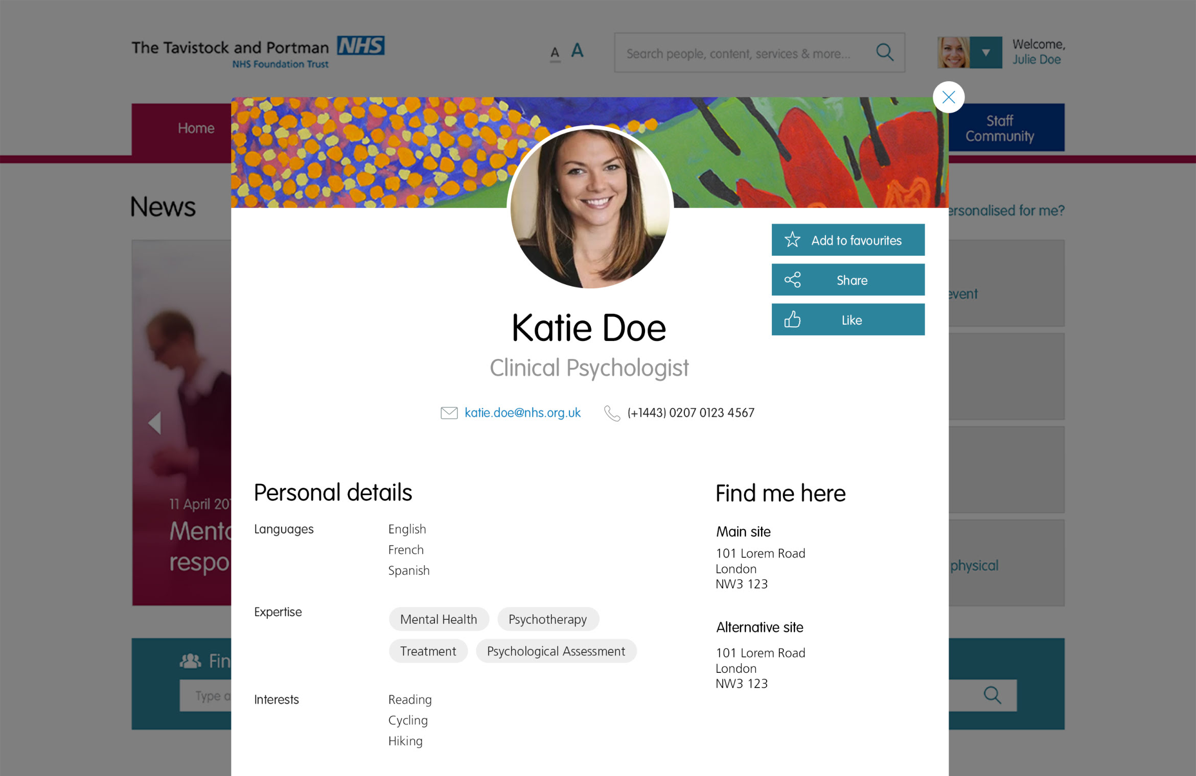 profile page